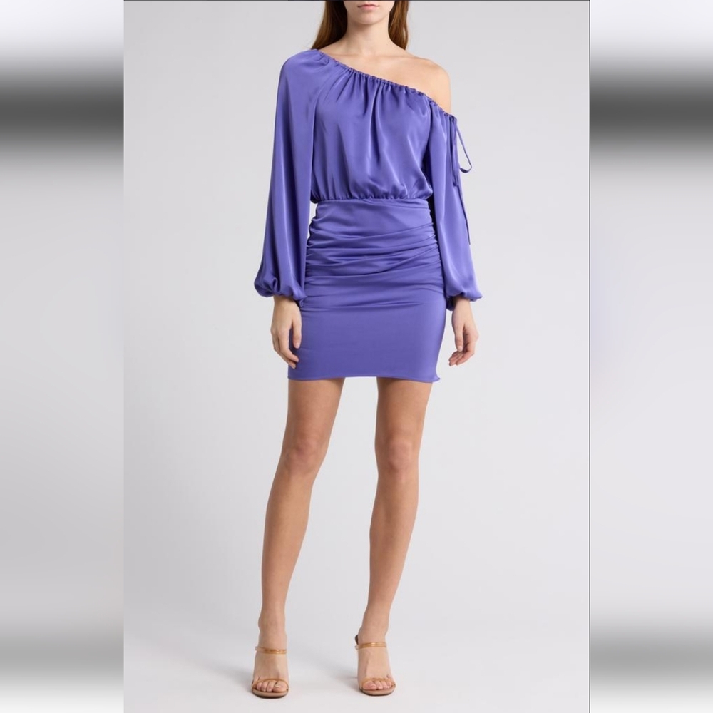 Louisa Off shoulder Long Sleve Minidress Elegant Purple Shoulder Party Weadding